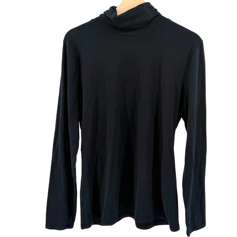 Vintage Y2K Josephine Chaus Black Cotton Blend Jersey Turtleneck Top
